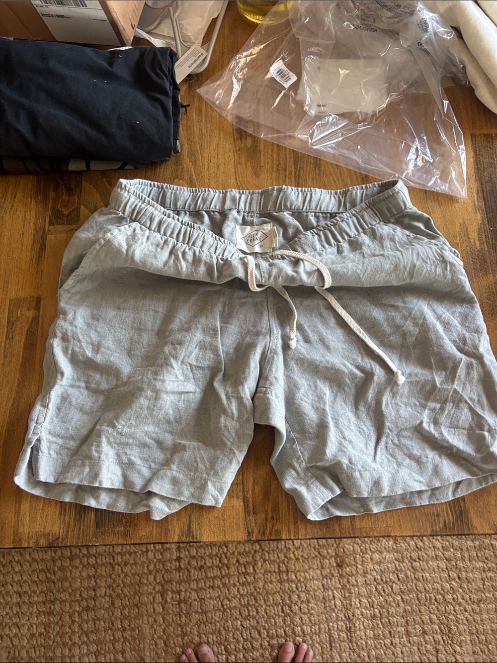Men's Flat Front Drawstring Shorts in Light Gray